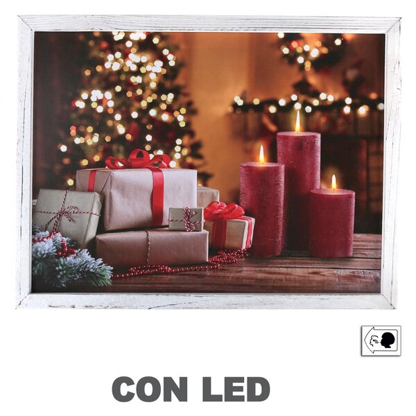 Quadro legno con led rettangolare cm 42x32x3