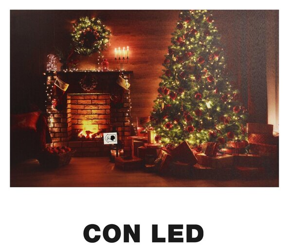 Quadro con led legno multicolor rettangolare cm 60x40xh1,8