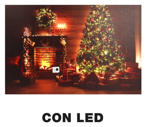 Quadro con led legno multicolor rettangolare cm 60x40xh1,8
