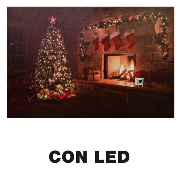 Quadro con led legno salotto multicolor rettangolare cm 60x40xh1,8