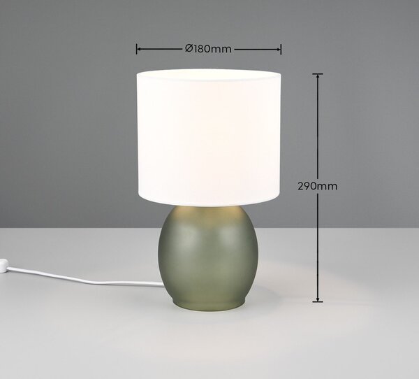 Lampada da tavolo bianco-verde con paralume in tessuto (altezza 29 cm) Vela - Trio