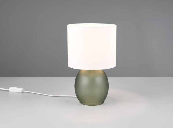 Lampada da tavolo bianco-verde con paralume in tessuto (altezza 29 cm) Vela - Trio