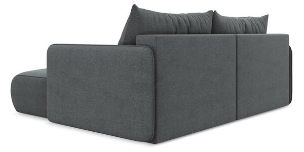 Divano angolare grigio allungabile/con contenitore (con penisola a destra) Nanea – Makamii