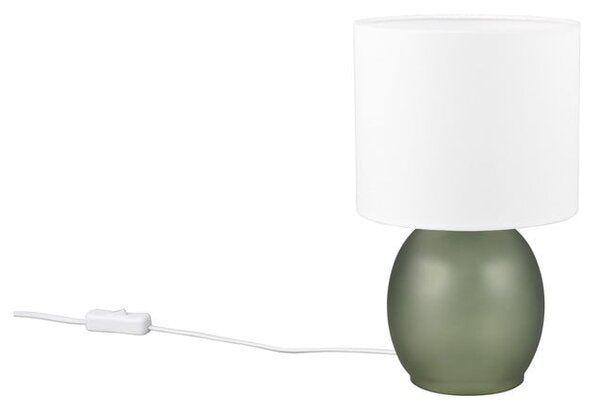 Lampada da tavolo bianco-verde con paralume in tessuto (altezza 29 cm) Vela - Trio