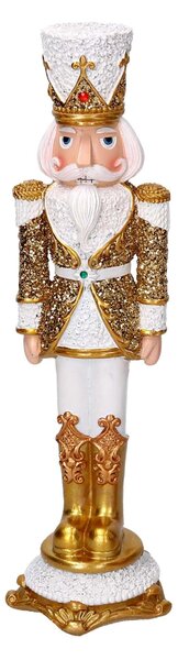 Soldatino Schiaccianoci in resina bianco e oro cm 12x9,5xh33