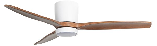 Ventilatore da soffitto LED Faipari, DC, 132 cm, bianco / legno scuro - Lucande Lucande, Faipari, Bianco, Soggiorno, Legno, Moderno