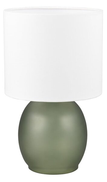 Lampada da tavolo bianco-verde con paralume in tessuto (altezza 29 cm) Vela - Trio