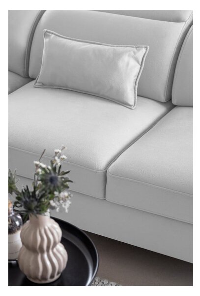 Divano angolare bianco allungabile/con contenitore (con penisola a sinistra/a L) e rivestimento in velluto Noble – ELTAP