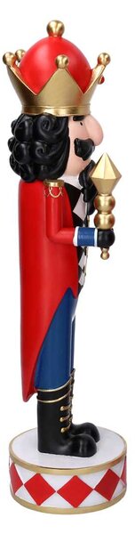 Soldatino Schiaccianoci in resina con corona blu e rosso capelli neri cm 14,8x13xh51,5