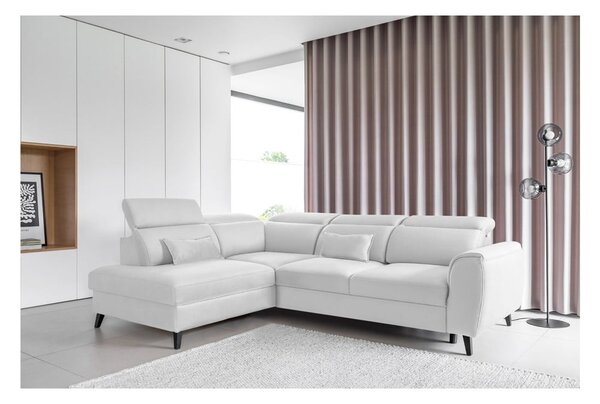 Divano angolare bianco allungabile/con contenitore (con penisola a sinistra/a L) e rivestimento in velluto Noble – ELTAP