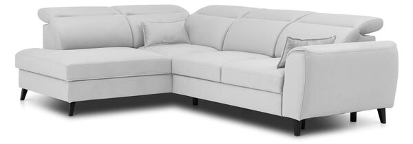 Divano angolare bianco allungabile/con contenitore (con penisola a sinistra/a L) e rivestimento in velluto Noble – ELTAP