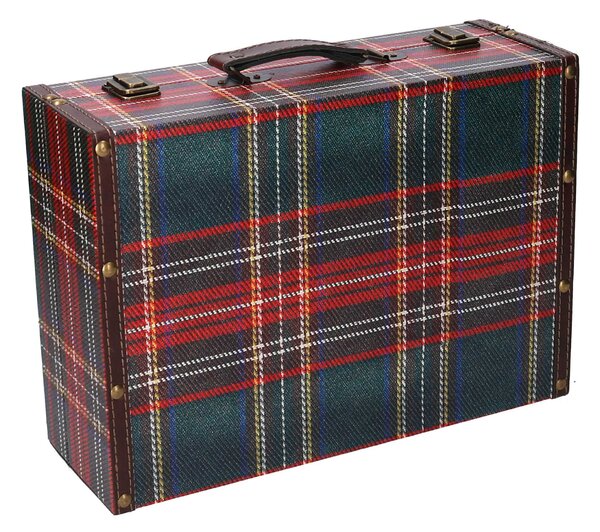 Set 3 Valigie in similpelle design scozzese rettangolare