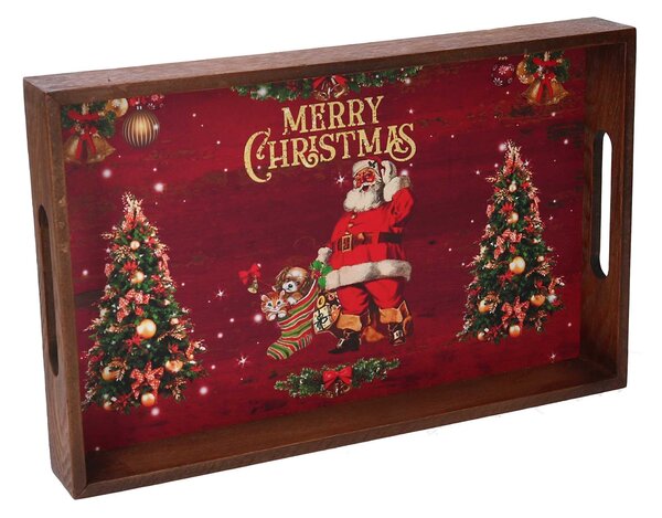 Set 3 Vassoi in legno con scritta Merry Christmas rettangolare