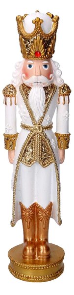 Soldatino Schiaccianoci in resina bianco e oro cm 9,5x8xh45,5