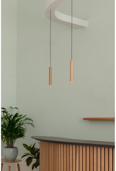 Lampada a sospensione a LED con paralume in legno ø 3 cm Chimes - UMAGE