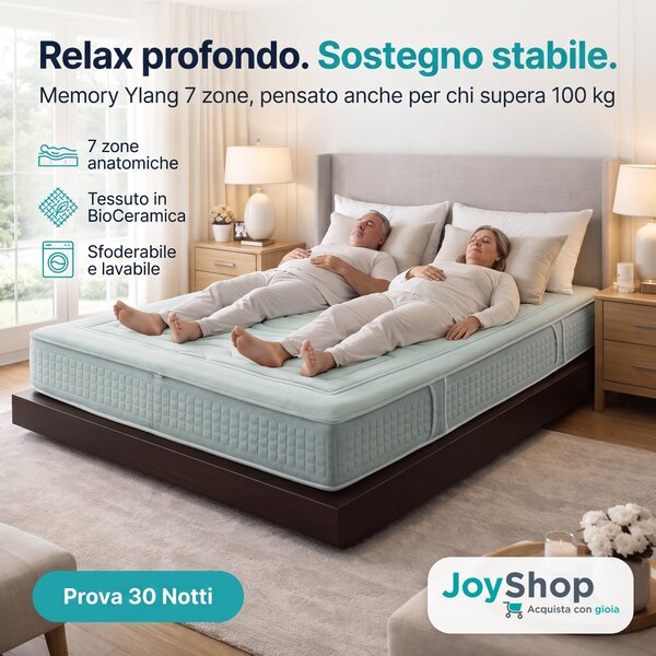 Materasso Memory BioCeramica – 7 Zone, 24 cm, Semirigido | YLANG 150x190