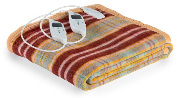 Coperta Elettrica Elettrocoperta Matrimoniale in Misto Lana Scozzese