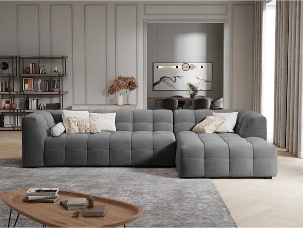 Divano angolare in velluto grigio, angolo destro Vesta - Windsor & Co Sofas