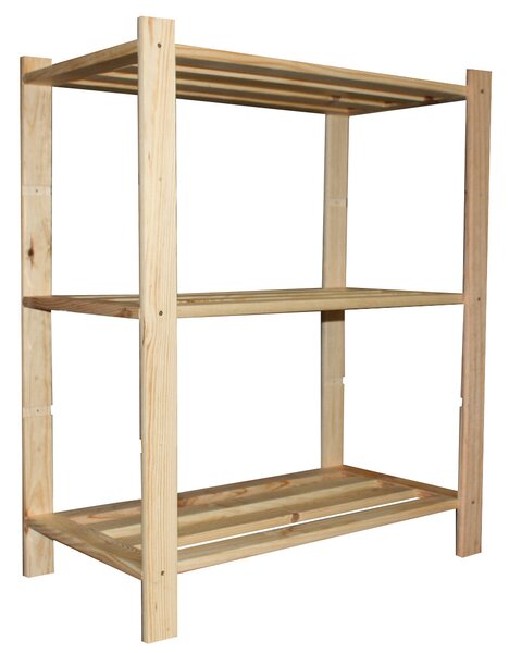 Scaffale 3 ripiani a doghe 75x40x90 cm in Legno di Pino Naturale