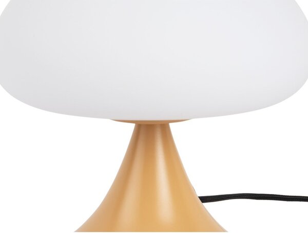 Lampada da tavolo giallo ocra in metallo con paralume in vetro (altezza totale 21 cm) Hongo – Leitmotiv