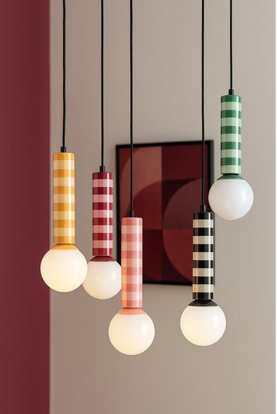 Lampadario nero/grigio tortora in metallo ø 12 cm Rayado – Leitmotiv
