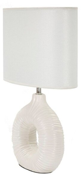 Lampada da tavolo bianca in ceramica con paralume in tessuto (altezza totale 43 cm) Seta – Mauro Ferretti