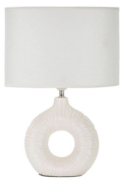 Lampada da tavolo bianca in ceramica con paralume in tessuto (altezza totale 43 cm) Seta – Mauro Ferretti