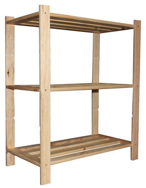 Scaffale 3 ripiani a doghe 75x40x90 cm in Legno di Pino Naturale