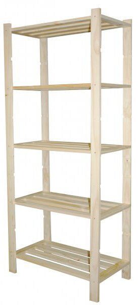 Scaffale 5 ripiani a doghe 75x40x170 cm in Legno di Pino Naturale