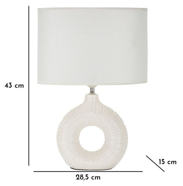 Lampada da tavolo bianca in ceramica con paralume in tessuto (altezza totale 43 cm) Seta – Mauro Ferretti