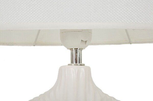 Lampada da tavolo bianca in ceramica con paralume in tessuto (altezza totale 43 cm) Seta – Mauro Ferretti