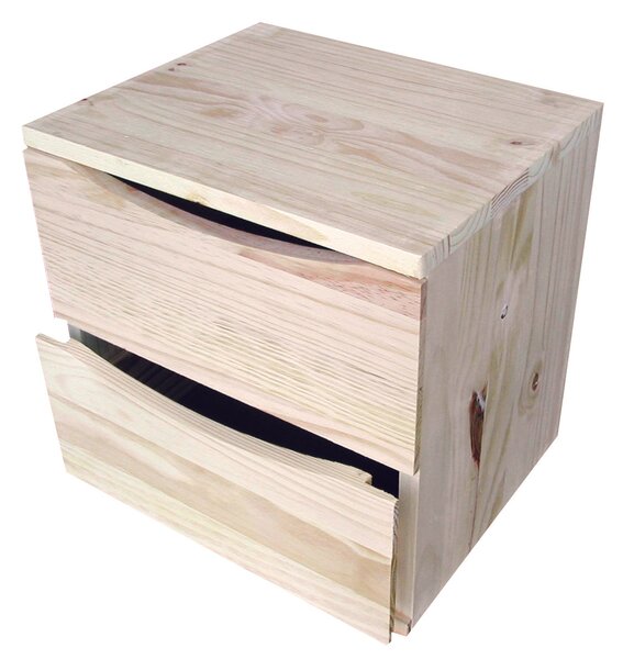 Cassettiera da Tavolo 2 cassetti 30x36x36 cm in Legno di Pino Naturale