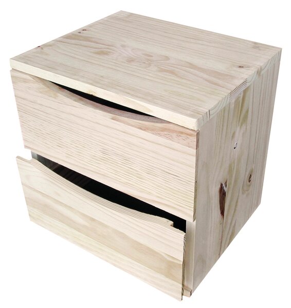 Cassettiera da Tavolo 2 cassetti 30x36x36 cm in Legno di Pino Naturale
