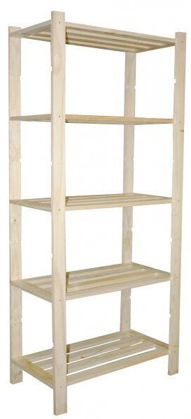 Scaffale 5 ripiani a doghe 70x30x170 cm in Legno di Pino Naturale