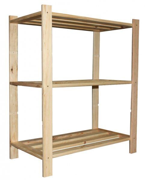 Scaffale 3 ripiani a doghe 70x30x94 cm in Legno di Pino Naturale