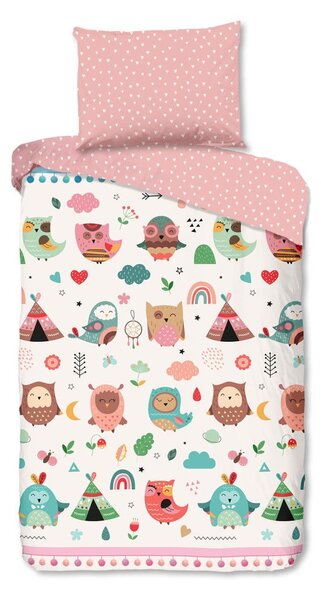 Set copripiumino e federa da bambini rosa in cotone per letto singolo 140x200 cm Wise – Good Morning