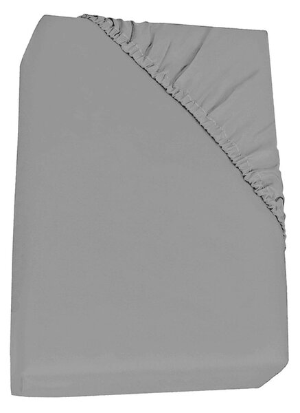 Lenzuolo Sotto Matrimoniale con Angoli H40 cm ed Elastico Tinta Unita Grigio Chiaro