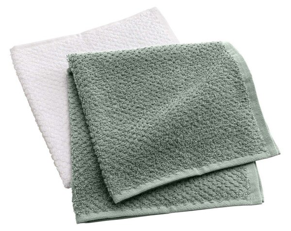 Set di asciugamani tipo terry bianchi/verdi in cotone 2 pz 50x50 cm Gourmet – douceur d'intérieur