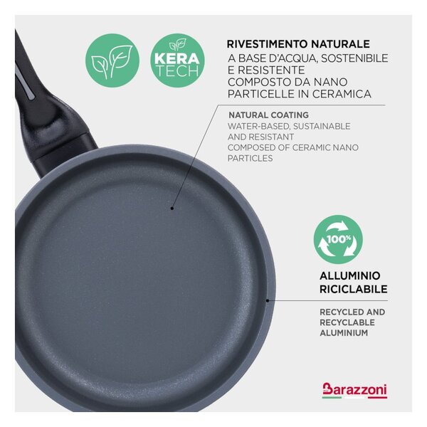 Barazzoni Keramos Bistecchiera 2,4L 28x28cm Ceramica Alluminio Funziona su Gas Elettrico Induzione