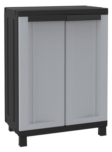 Armadio Modulare da Esterno 68x39x91,5 cm 2 Ante 1 Ripiano in Polipropilene Twist Grigio e Nero