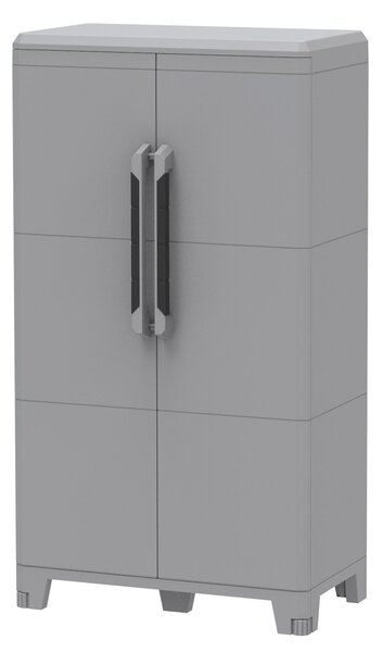 Armadio Portascope Modulare da Esterno 78x43,6x143 cm 2 Ante 2 Ripiani in Polipropilene Transforming Grigio e Nero