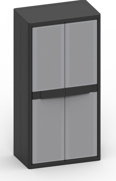 Armadio Modulare da Esterno 89,7x53,7x180 cm 2 Ante 3 Ripiani in Polipropilene Jumbo Cab Grigio e Nero