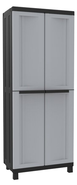Armadio Portascope Modulare da Esterno 68x39x170 cm 2 Ante 4 Ripiani in Polipropilene Twist Grigio e Nero