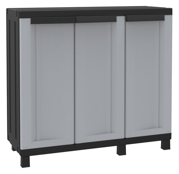 Armadio Modulare da Esterno 102x39x91,5 cm 3 Ante 1 Ripiano in Polipropilene Twist Grigio e Nero