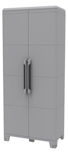 Armadio Portascope Modulare da Esterno 78x43,6x184,4 cm 2 Ante 3 Ripiani in Polipropilene Transforming Grigio e Nero