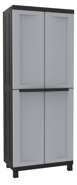 Armadio Modulare da Esterno 68x39x170 cm 2 Ante 3 Ripiani in Polipropilene Twist Grigio e Nero