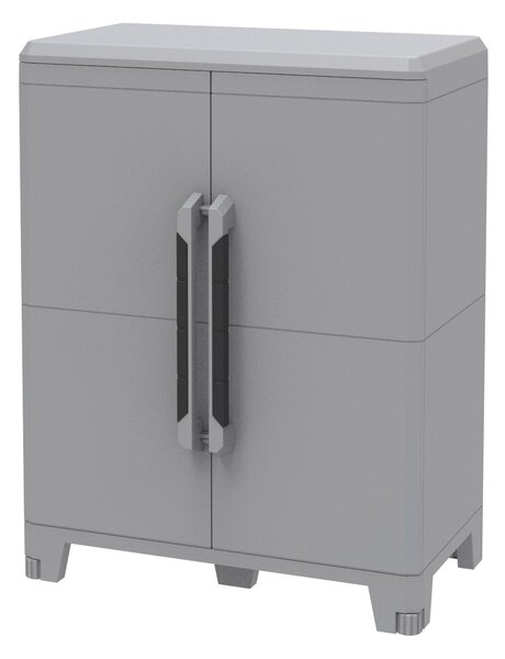 Armadio Modulare da Esterno 78x43,6x101,6 cm 2 Ante 1 Ripiano in Polipropilene Transforming Grigio e Nero