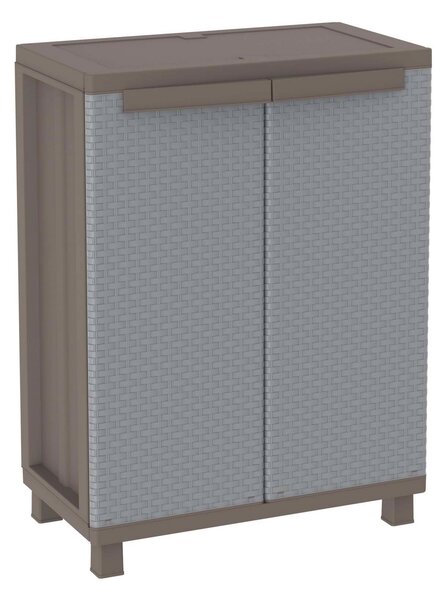 Armadio Modulare da Esterno 68x37,5x91,5 cm 2 Ante 1 Ripiano in Polipropilene Jrattan Tortora e Grigio