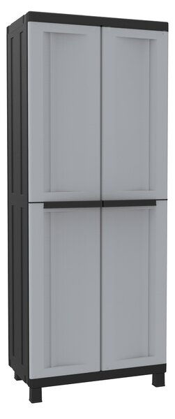 Armadio Modulare da Esterno 68x39x170 cm 2 Ante 3 Ripiani in Polipropilene Twist Grigio e Nero