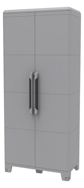 Armadio Portascope Modulare da Esterno 78x43,6x184,4 cm 2 Ante 3 Ripiani in Polipropilene Transforming Grigio e Nero